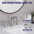 Widespread Pull Out Sprayer Bathroom Faucet, 2 Handle Bathroom Sink Faucet Two Brushed Nickel Pull Out Deck Mounted Widespread Faucets Nickel Stainless Steel