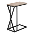 Accent Table, C Shaped, End, Side, Snack, Living Room, Bedroom, Brown Laminate, Black Metal, Contemporary, Modern Taupe Mdf