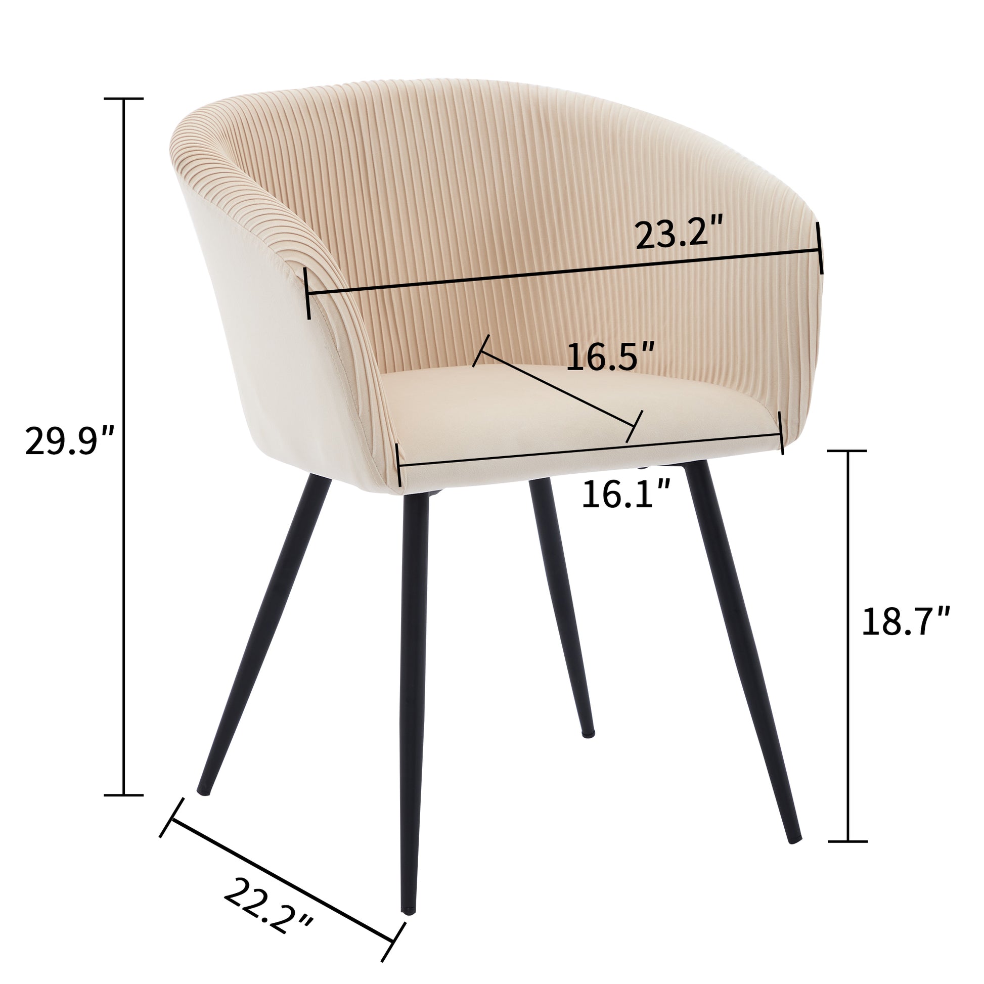 Ts Stripe Dinding Chair Creamy White Velvet