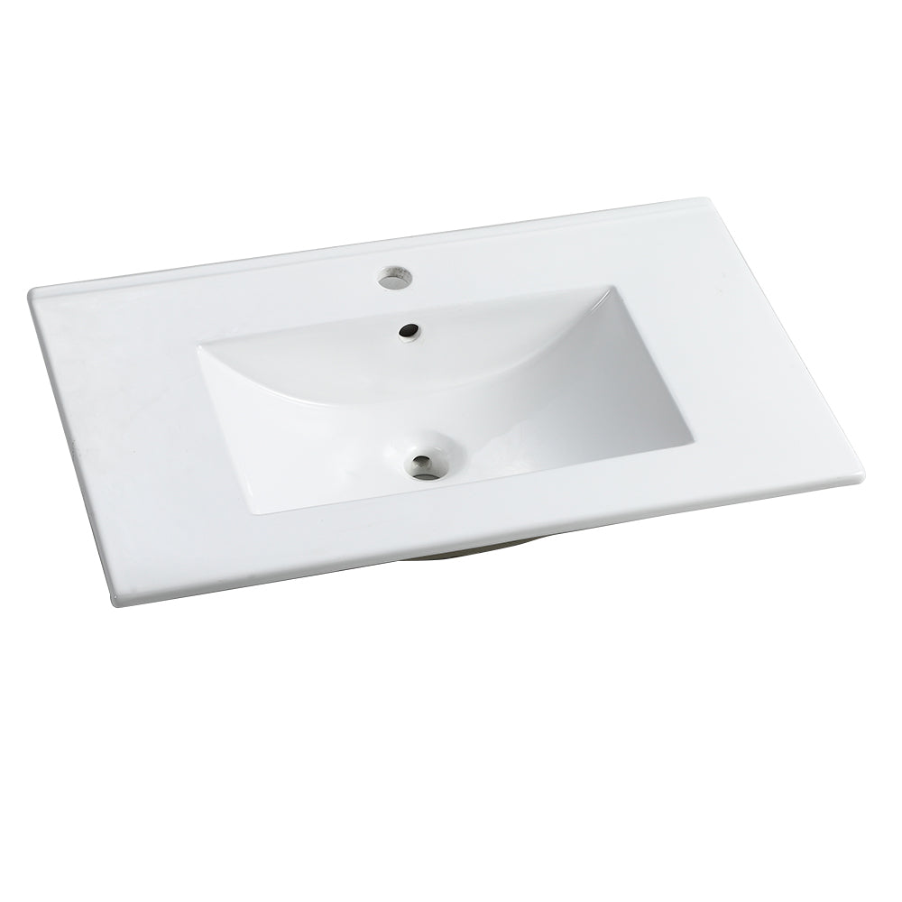 30 Inch Bathroom Ceramic Sink Basin, White White Ceramic