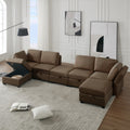 Free Combinations Storage Functional Modular Sectional Sofa With Thick Seat And Back Cushions Brown Polyester 4 Seat