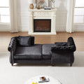 81 Inch Chenille Face To Face Chaise Lounge With Two Pillows,Nailhead Trim,Button Tufted Design And Rolled Arms For Lounge, Living Room And Office Black Chenille 1 Seat