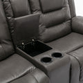 2 Seater Home Theater Recliner Manual Recliner Chair With A Storage Box And Two Cup Holders For Living Room,Bedroom, Grey Grey Foam Pu