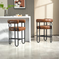 Coolmore Bar Stools Set Of 2, Modern Bar Stool With Back, Black Metal Frames, Upholstered Bar Stools For Kitchen Island, Pub, Club Light Brown Pu Light Brown Dining Room Foam Pu Leather