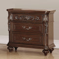 Traditional Antique Walnut 1Pc Nightstand Bedroom Furniture Cherry Veneer 2 Drawers Hanging Pull Bedside Table Walnut Brown 2 Drawers Bedroom Bedside Cabinet Contemporary,Traditional Easy Assembly Particle Board