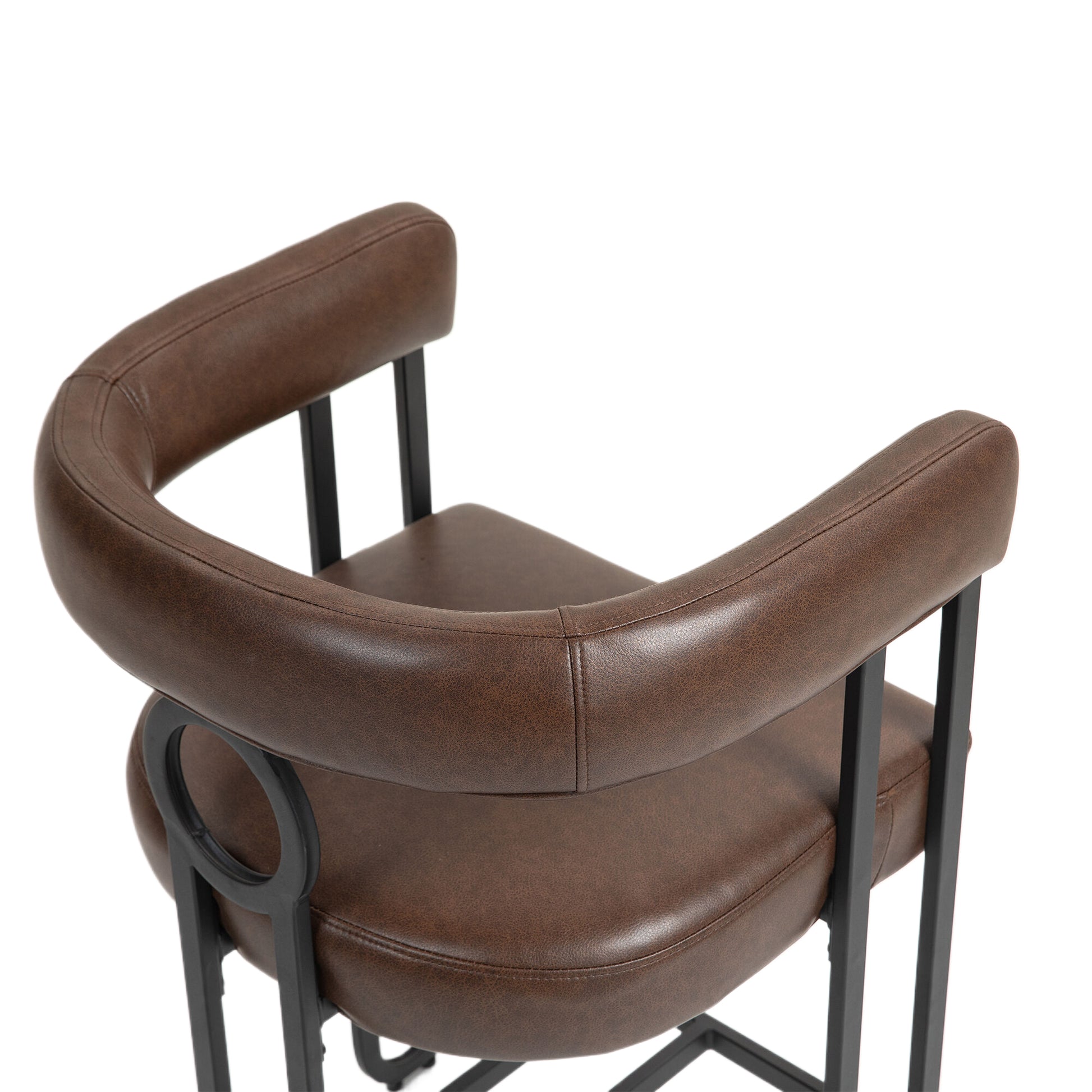 Coolmore Bar Stools Set Of 2, Modern Bar Stool With Back, Black Metal Frames, Upholstered Bar Stools For Kitchen Island, Pub, Club Dark Brown Pu Dark Brown Dining Room Foam Pu Leather