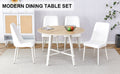 Table And Chair Set, Mdf Desktop, White Metal Table Legs, Stable And Beautiful, Suitable For Most Styles Of Home. Modern Simple Dining Table, Comfortable Seating. White Seats 4 Mdf