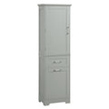 Tall Bathroom Storage Cabinet, Freestanding Storage Cabinet With Two Different Size Drawers And Adjustable Shelf, Mdf Board With Painted Finish, Grey Grey Mdf