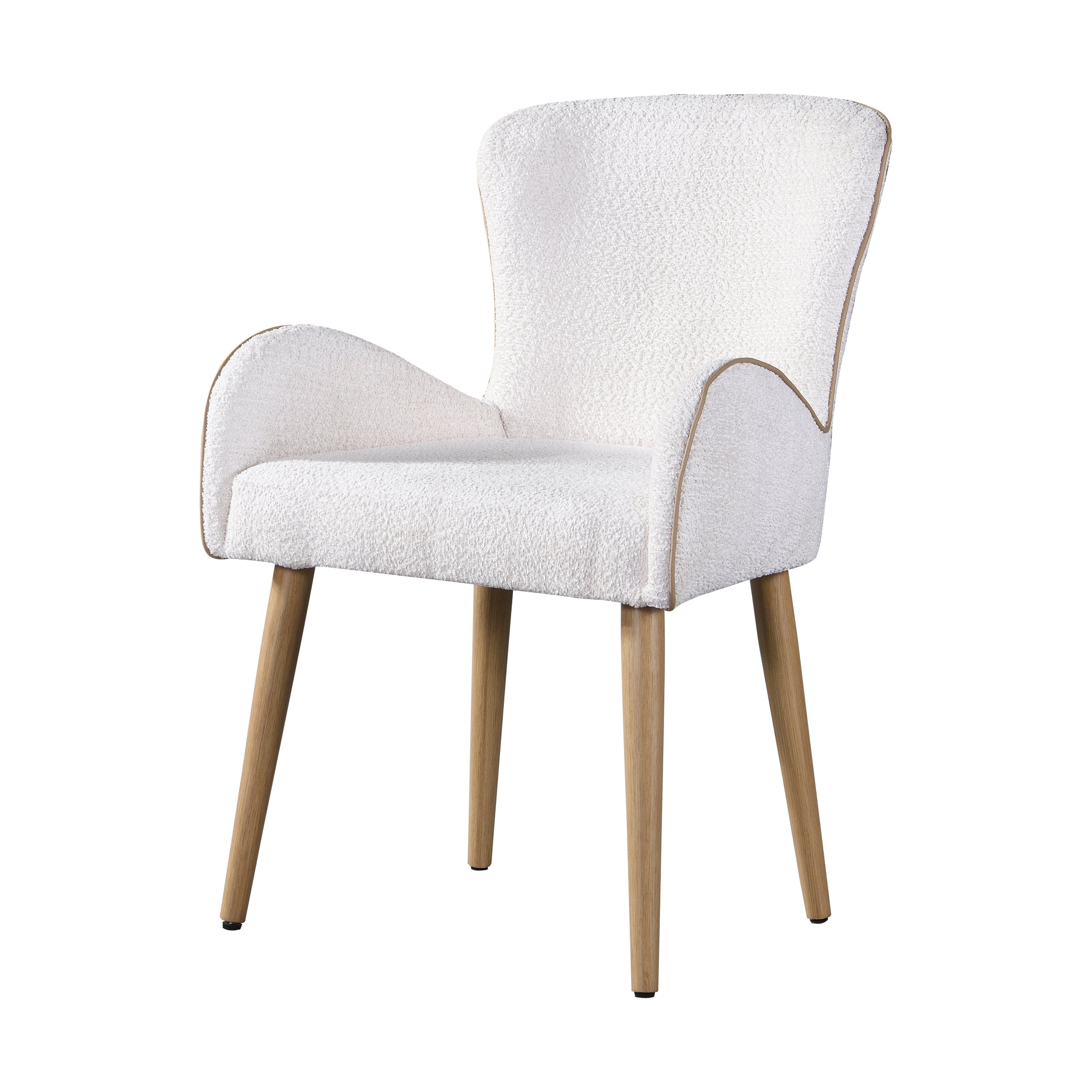 Qwin Side Chair Set 2 , Beige Boucle & Oak Finish Dn02876 Beige Wood Metal