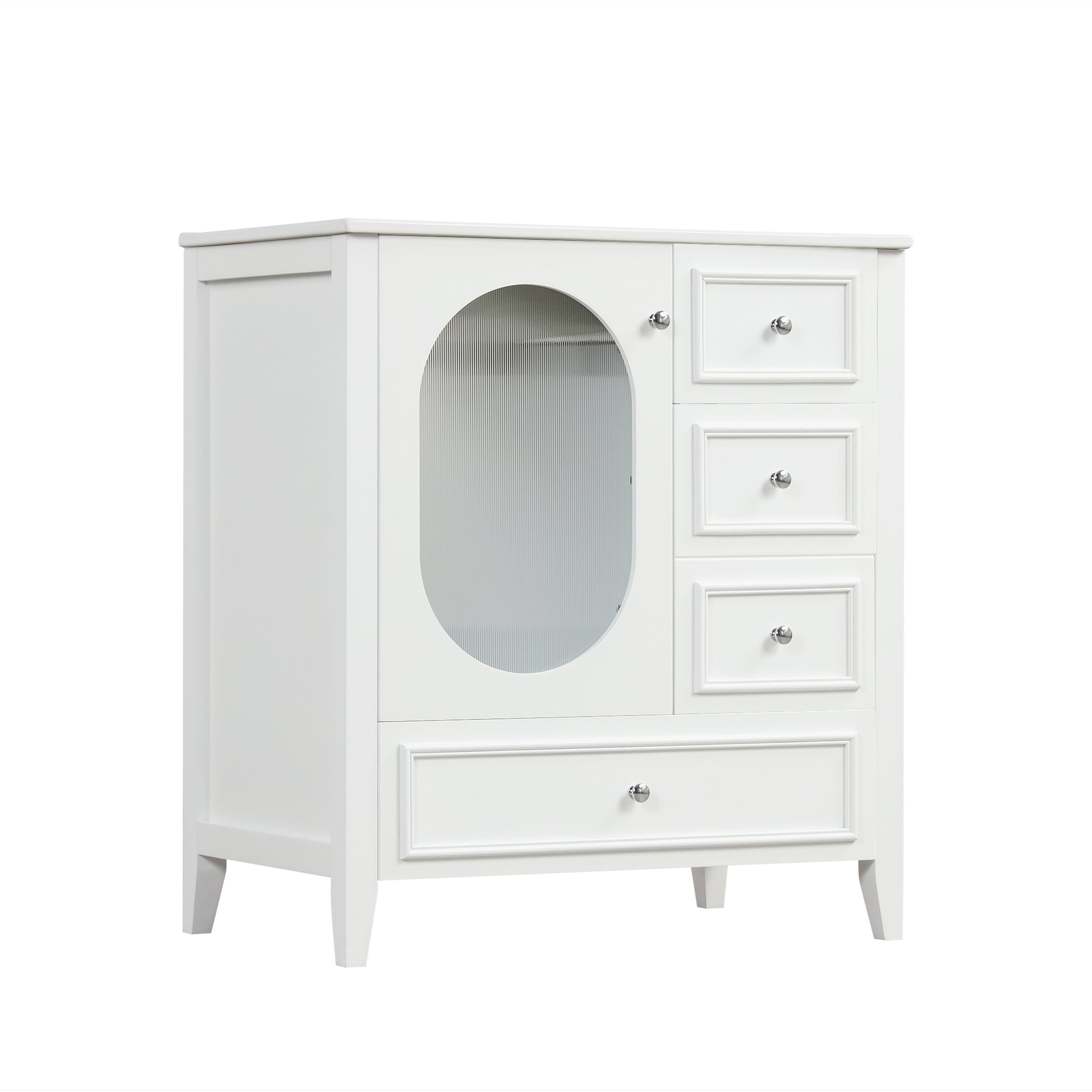 30" Bathroom Vanity With Sink, Bathroom Vanity Cabinet With Three Drawers And Door, Solid Wood And Mdf, White White Solid Wood Mdf