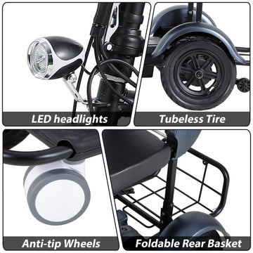 Foldable Electric Mobility Scooter Black Abs Pc