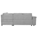 Mirod 91.5 Inch L Shaped Couch With Pull Out Bed And Storage Sectional Sleeper Sofa With Hidden Storagewide Armrest With Storage,For Living Room, Apartment, Bedroom, Office Light Grey Polyester 3