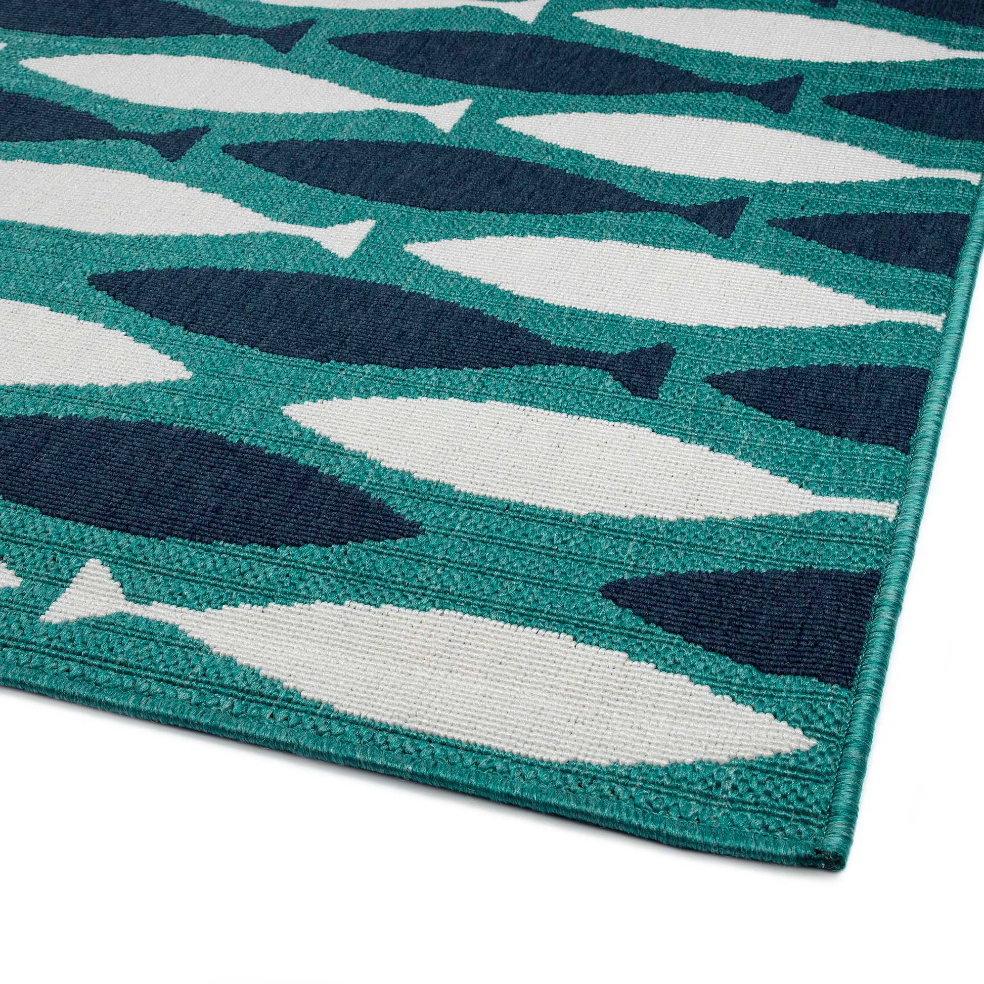 Contemporary, Transitional, Animal Print, Nautical, Textured 2'2" X 8' Runner Blue Polypropylene