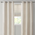 Basketweave Room Darkening Curtain Panel Pair 2 Pcs Window Panels Ivory Polyester