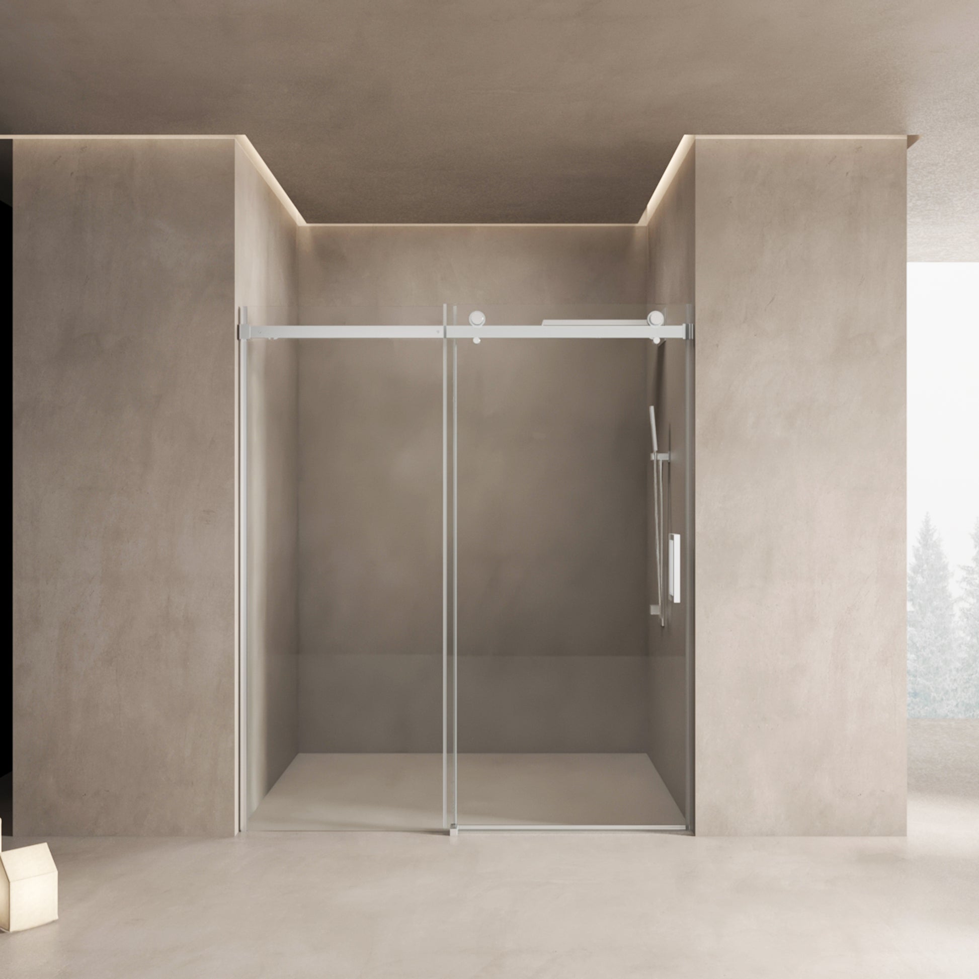 56" 60"W X 70"H Frameless , Sliding , With Premium 5 16" 8Mm Thick Tempered Glass Shower Enclosure,Double Side Easy Clean Coat,Brushed Nickel Finished With Buffer Brushed Nickel Bathroom American