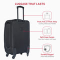 24 Inch Suitcase Black Black Oxford Fabric