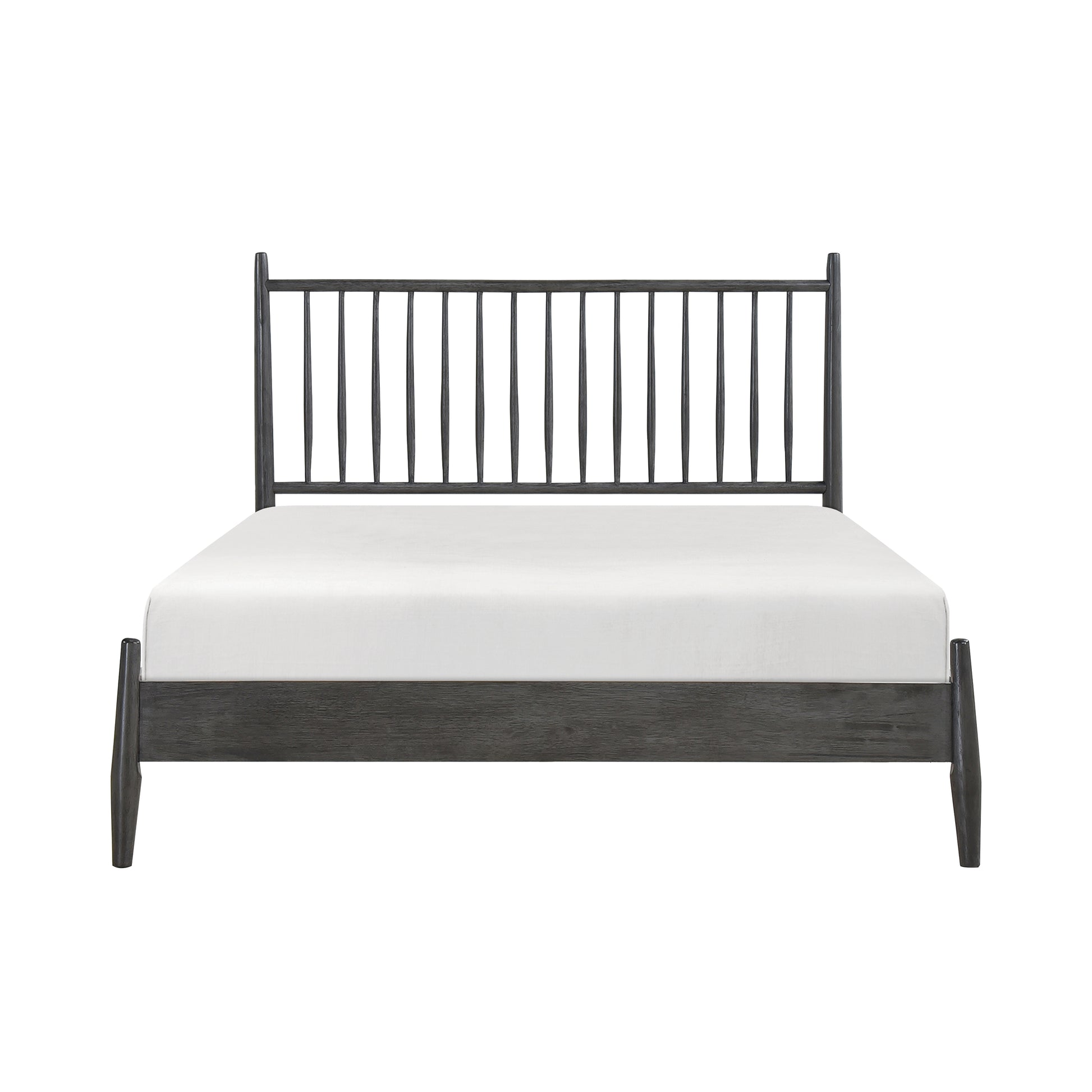Mid Century Modern Design Full Platform Bed 1Pc Gray Finish Wooden Bedroom Furniture Vertical Slats Headboard, Bed In A Box Box Spring Not Required Full Gray Wood Bedroom Mid Century Modern Slat Beds Wood