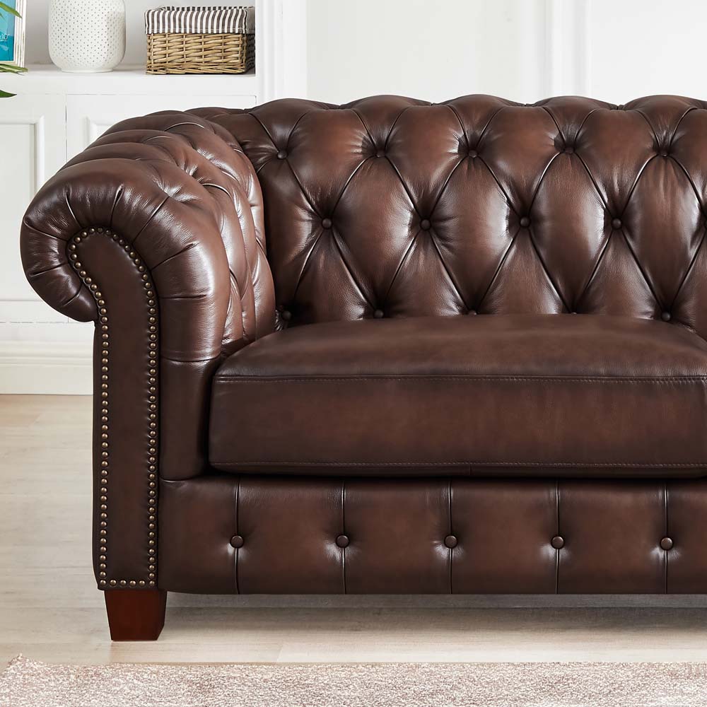 Versailles Leather Sofa Caramel Down Filling Genuine Leather 2 Seat
