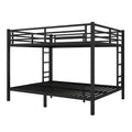 Metal Queen Over Queen Bunk Bed For Teens And Adults,Space Saving Noise Reduced No Box Spring Needed, Black Box Spring Not Required Queen Black Metal