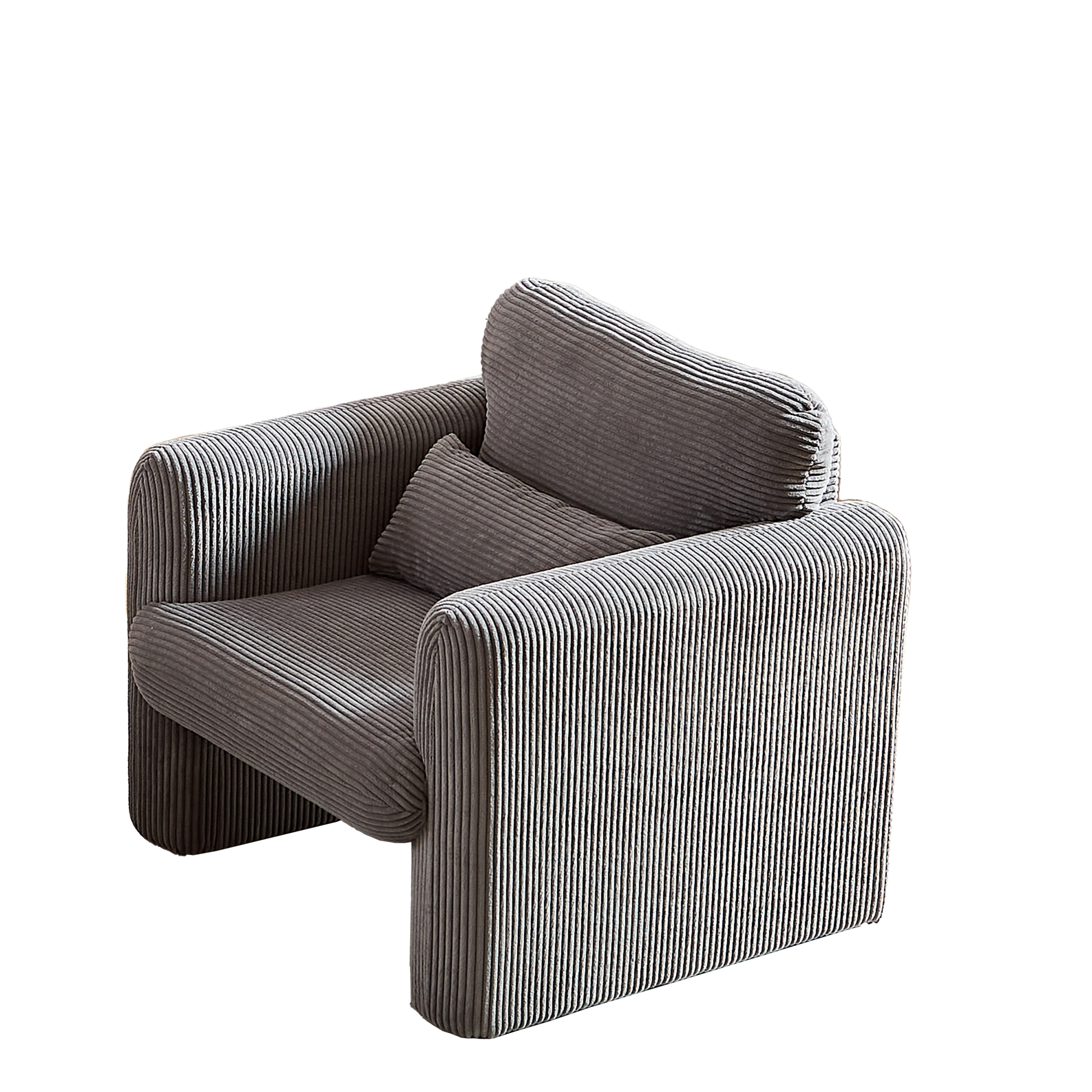 33"Corduroy Fabric Single Sofa, Modern Lounge Chairs Single Sofa With Support Pillowfor Apartment, Office, Living Room & Bedroom Grey Foam Corduroy 1 Seat