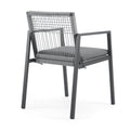 Outdoor Dining Set, Aluminum Dining Chair Set Of 6 With Rope Aluminum Dining Table, Gray Black Black Grey Aluminium