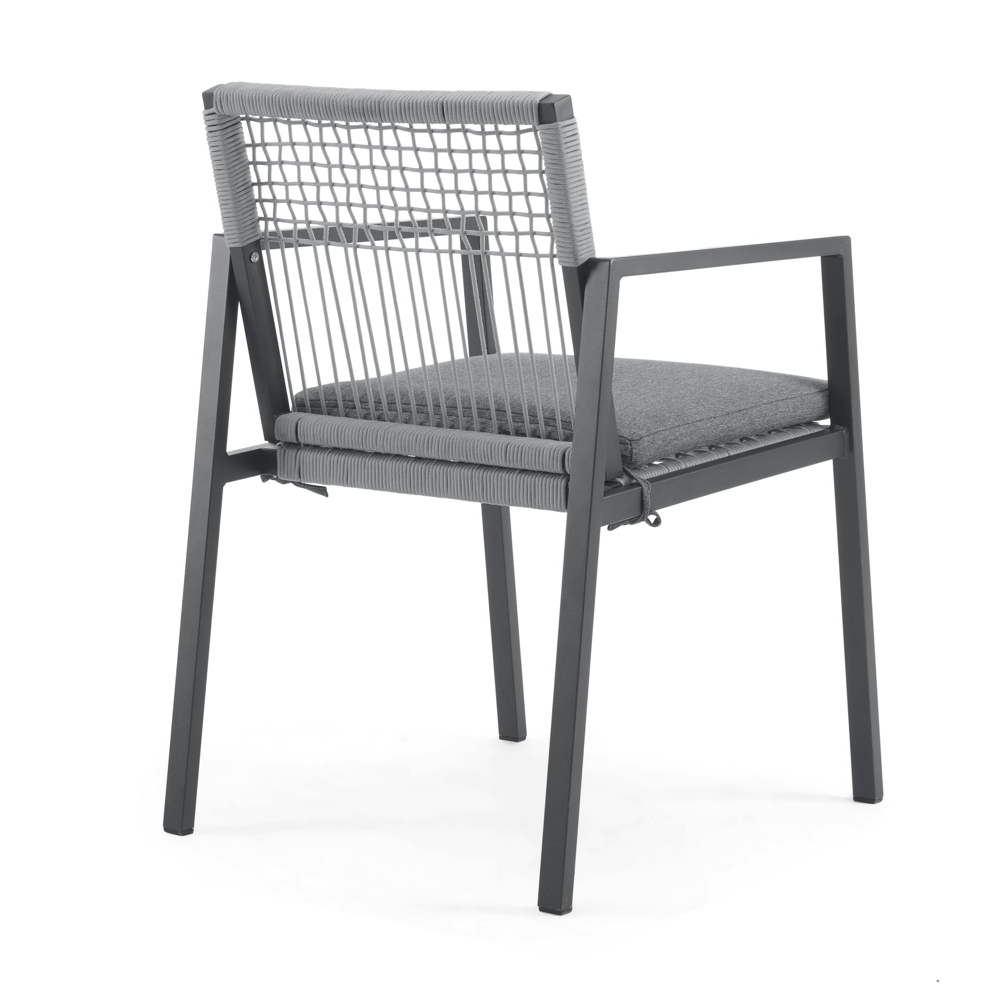 Outdoor Dining Set, Aluminum Dining Chair Set Of 6 With Rope Aluminum Dining Table, Gray Black Black Grey Aluminium