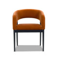 Mirah Modern Open Barrel Dining Chair, Burnt Orange Performance Velvet Burnt Orange Foam Velvet