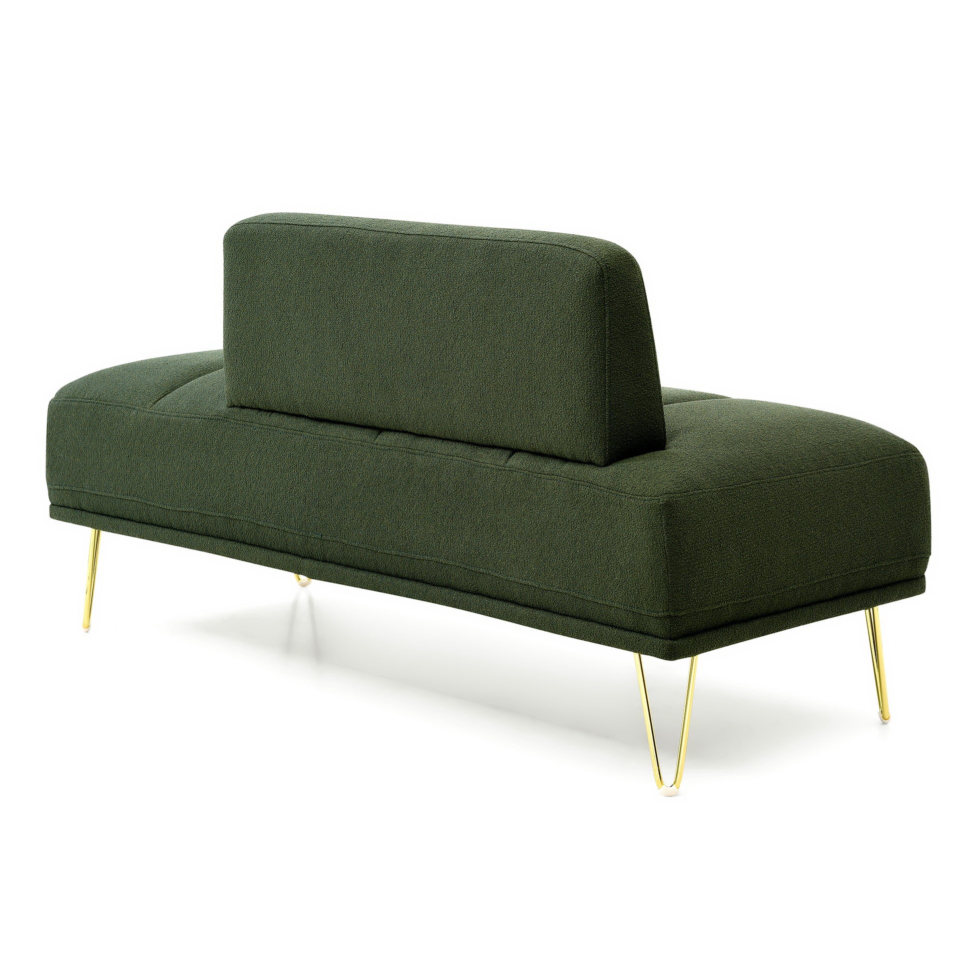 56.3"Inch Width Modern End Of Bed Bench,Teddy Fabric Upholstered 2 Seater Sofa Couch Entryway Ottoman Bench, Fuzzy Sofa Stool Footrest Window Bench With Gold Metal Legs For Bedroom, Living Room,Green Green Wood Primary Living Space Modern Foam Teddy 2