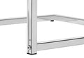 Accent Table, C Shaped, End, Side, Snack, Living Room, Bedroom, Glossy White Laminate, Chrome Metal, Contemporary, Modern White Particle Board