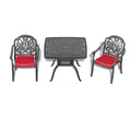 Cushions In Random Colors 3 Piece Set Of Cast Aluminum Patio Furniture With Cushions Yes Dining Set Black Seats 2 Rust Resistant Frame Water Resistant Cushion Garden & Outdoor Complete Patio Sets Aluminium