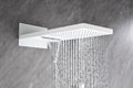 White 4 Function Knobs Waterfall And Rainfall Shower System With Handheld Shower White Black Brass Brass