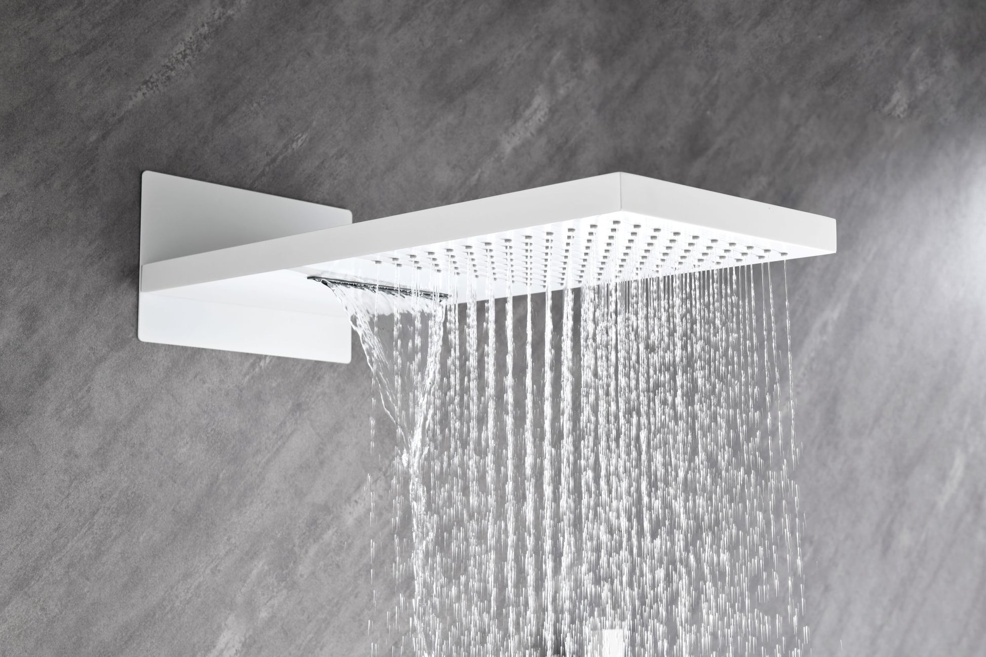 White 4 Function Knobs Waterfall And Rainfall Shower System With Handheld Shower White Black Brass Brass