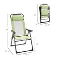 Outsunny Folding Patio Chairs Set Of 2, Outdoor Deck Chair With Adjustable Sling Back, Camping Chair With Removable Headrest For Garden, Backyard, Lawn, Green Green Fabric