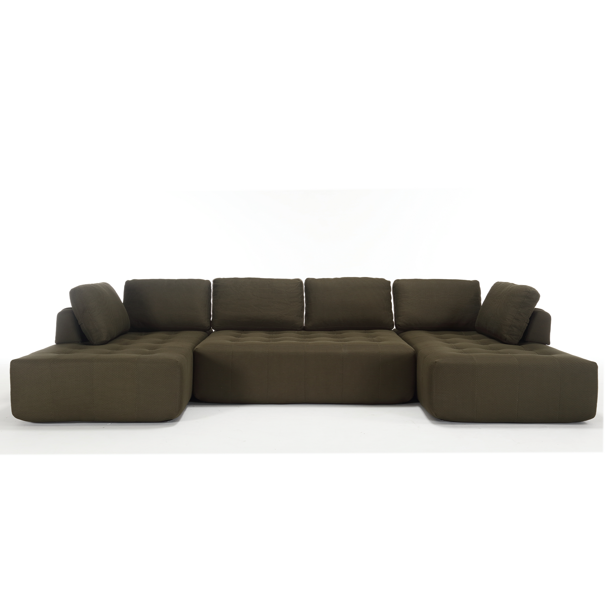 Arrived 138.5 "Modular Combination Sofa, U Shaped Sofa, Living Room, Apartment, Upholstered ,6 Seat Sofa, Free Combination Sofa Mesh Fabric ,Fabric,Green Green Polyester Primary Living Space Soft