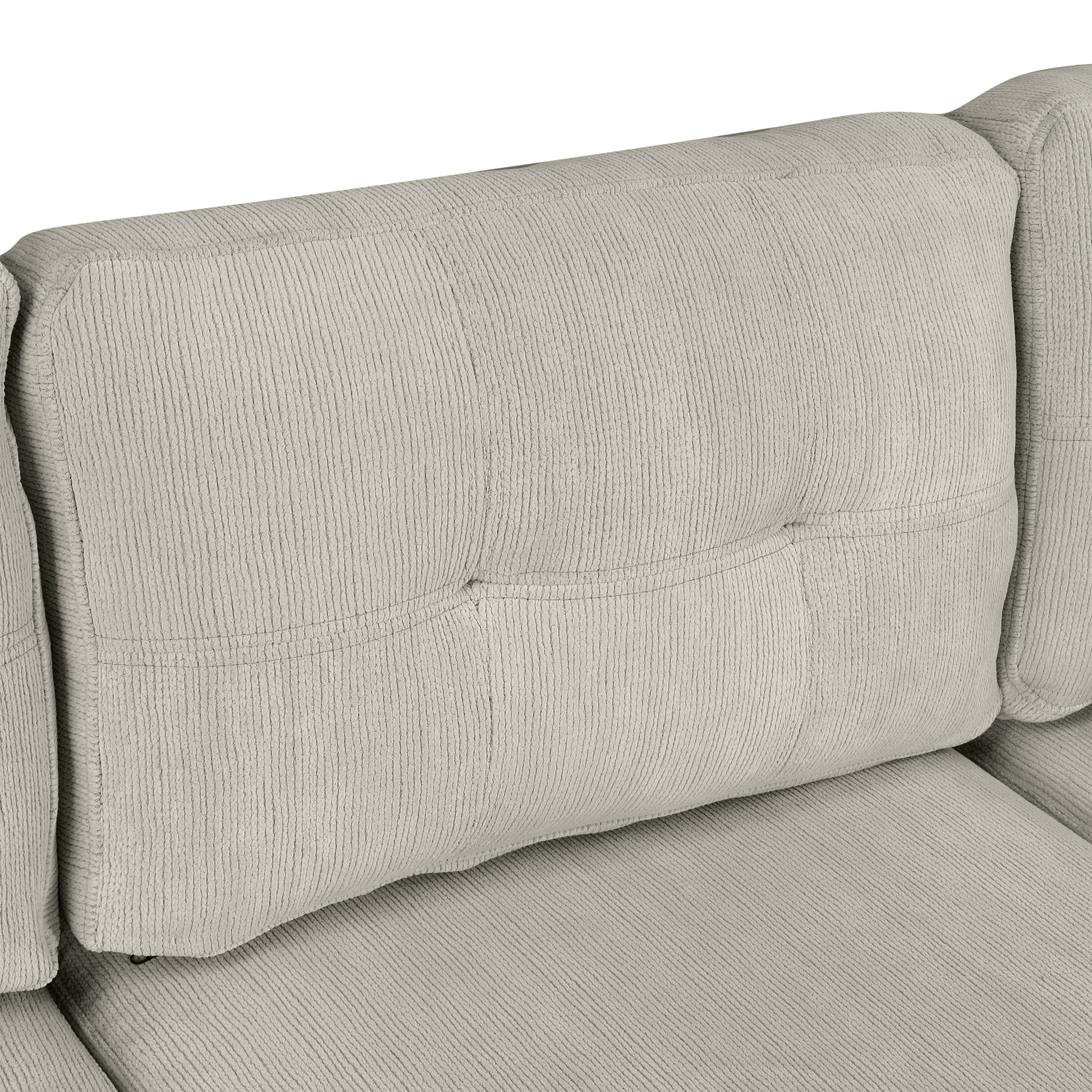 86.6" Sectional Sofa L Shaped Sofa Couch Pull Out Sofa Bed With A Movable Ottoman, Two Usb Ports And Two Cup Holders For Living Room, Gray Grey Foam Chenille 4 Seat