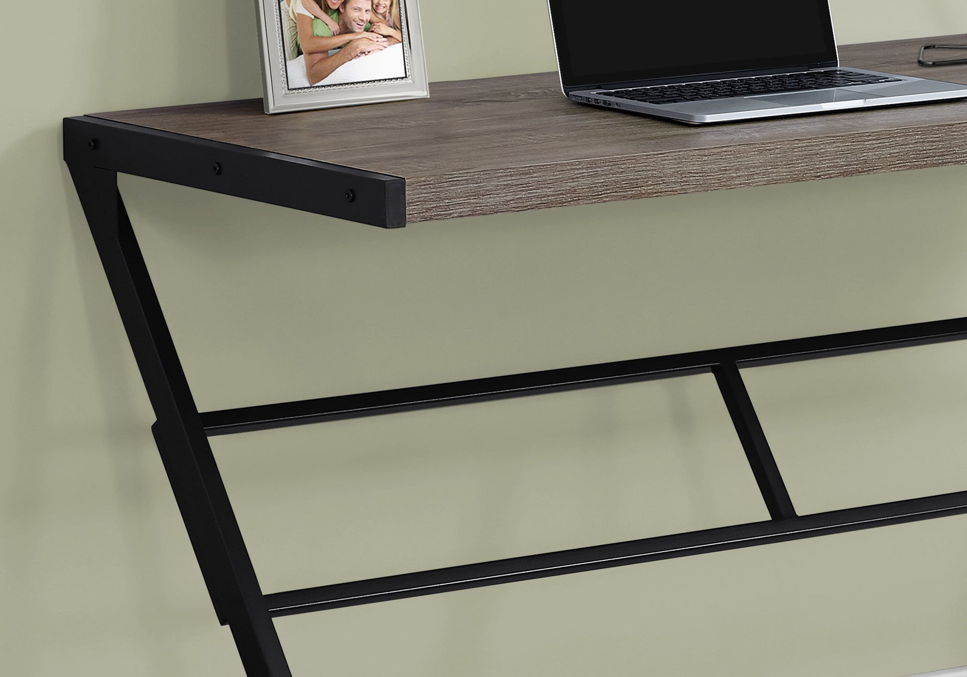 Computer Desk, Home Office, Laptop, 48"L, Work, Brown Laminate, Black Metal, Contemporary, Modern Taupe Mdf