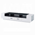 White And Black 2 Drawer Tv Stand White Black Primary Living Space 70 Inches 70 79 Inches Modern Particle Board Mdf