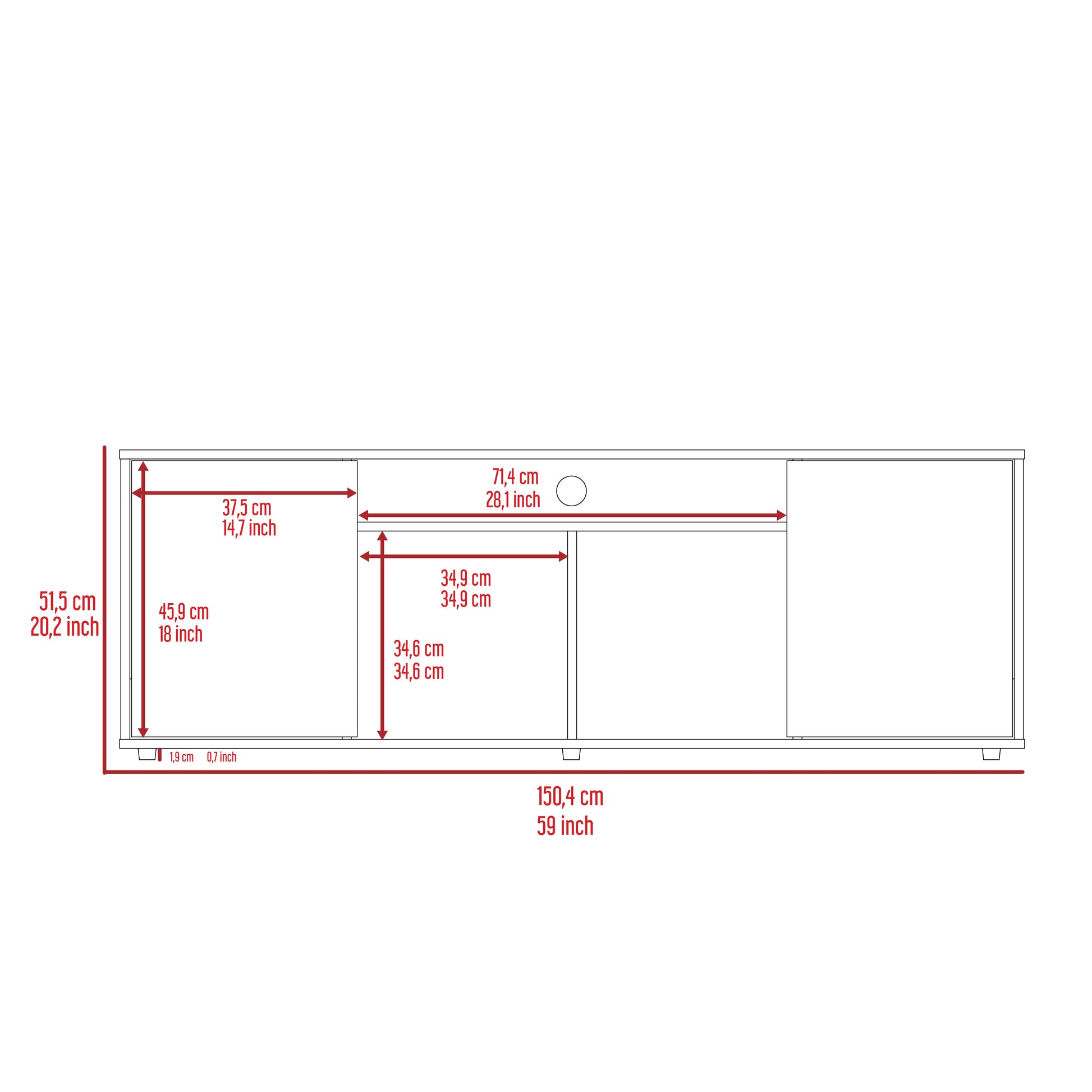 Redding Tv Stand Withcable Managment And Shelves For Tvs Up To 65'' Black 60 69 Inches Mdf Engineered Wood