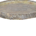 Round Shape Cemented Log Plate With Distressed Details, Gray Gray Cement