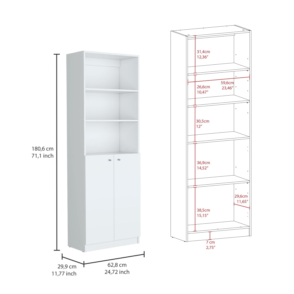 Dupree 2 Piece Home Bookcase Set, 49" Wide With 9 Shelvesliving Room White Freestanding 5 Or More Shelves Matte White Modern Particle Board