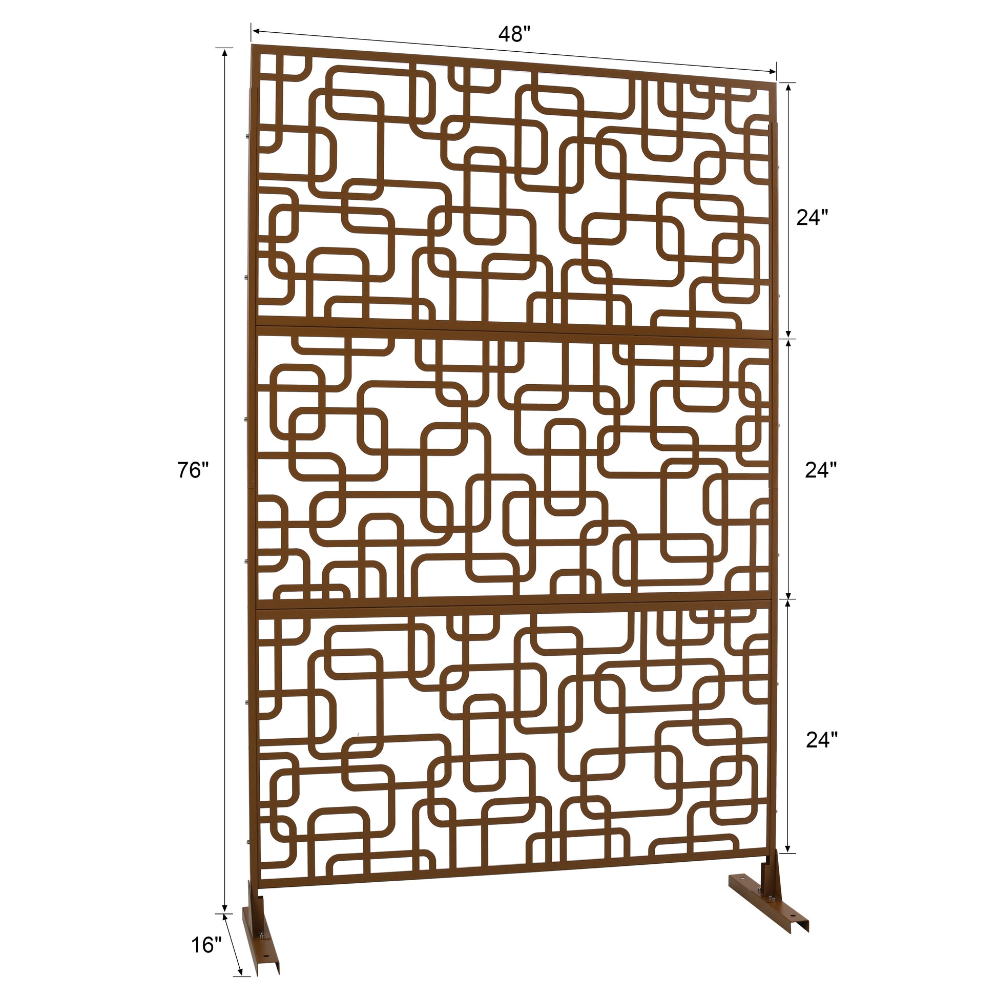 Outdoor & Indoor Privacy Screen Metal Privacy Screen 76" H 48" W, Freestanding Decorative Privacy Screen For Deck Balcony Patio, Privacy Fence Panels For Outside Lawn Garden Ps114 Brown Brown Steel