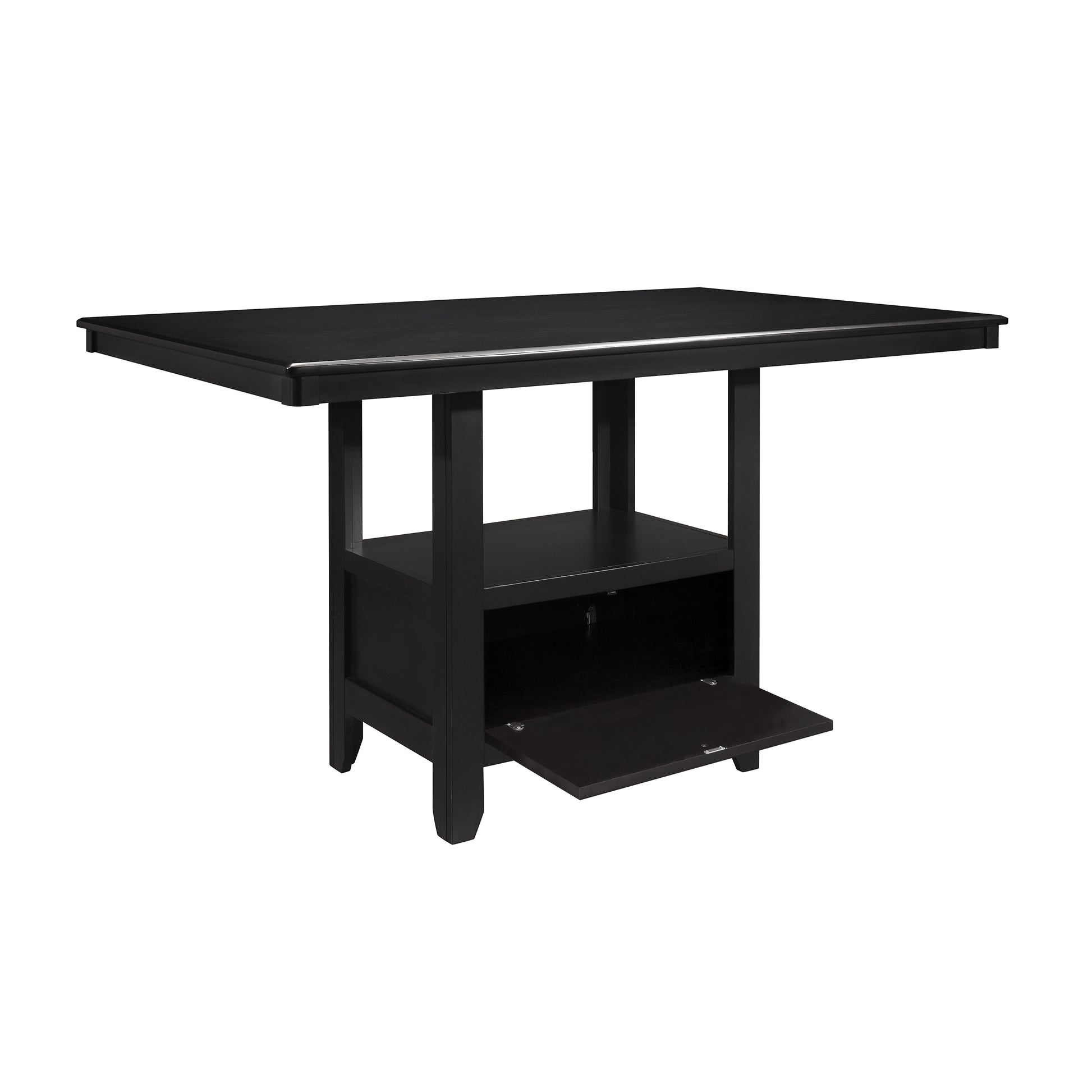 Charcoal Gray Finish Counter Height Table With Base Storage Casual Style Dining Kitchen Furniture 1Pc Charcoal Seats 6 Dining Room Casual Kitchen & Dining Tables Rectangular Wood