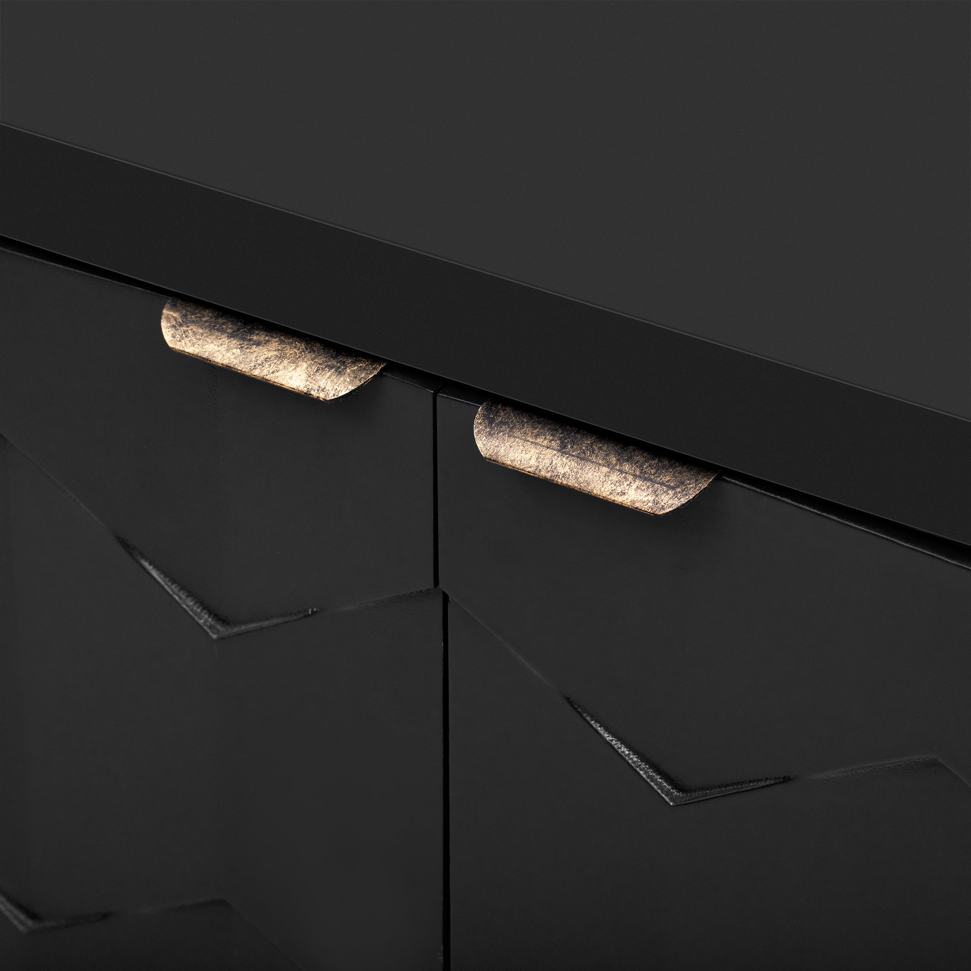 Luxurious Four Door Sideboard With Honeycomb Patterned Doors, Offering Large Storage For Study,Entrance And Living Room Black Primary Living Space American Design Mdf