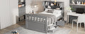 Twin Size Captain Platform Bed Frame With Storage Bookcases And Shelves,Four Drawers, Gray Twin Gray Solid Wood Mdf