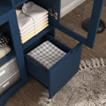 Wooden Floor Cabinet With 2 Glass Doors And 2 Storage Space,Blue Living Room Bathroom Entryway Blue Mdf