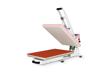 16X24 Semi Automatic Heat Press Machine With Auto Open And Slide Out Base Pink White Aluminium