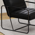 Modern Metal Framed Armchair With Black Technical Leather,Stylish & Comfortable Indoor Lounge Accent Chair For Living Room, Office,Bedroom Black Primary Living Space Modern Technical Leather