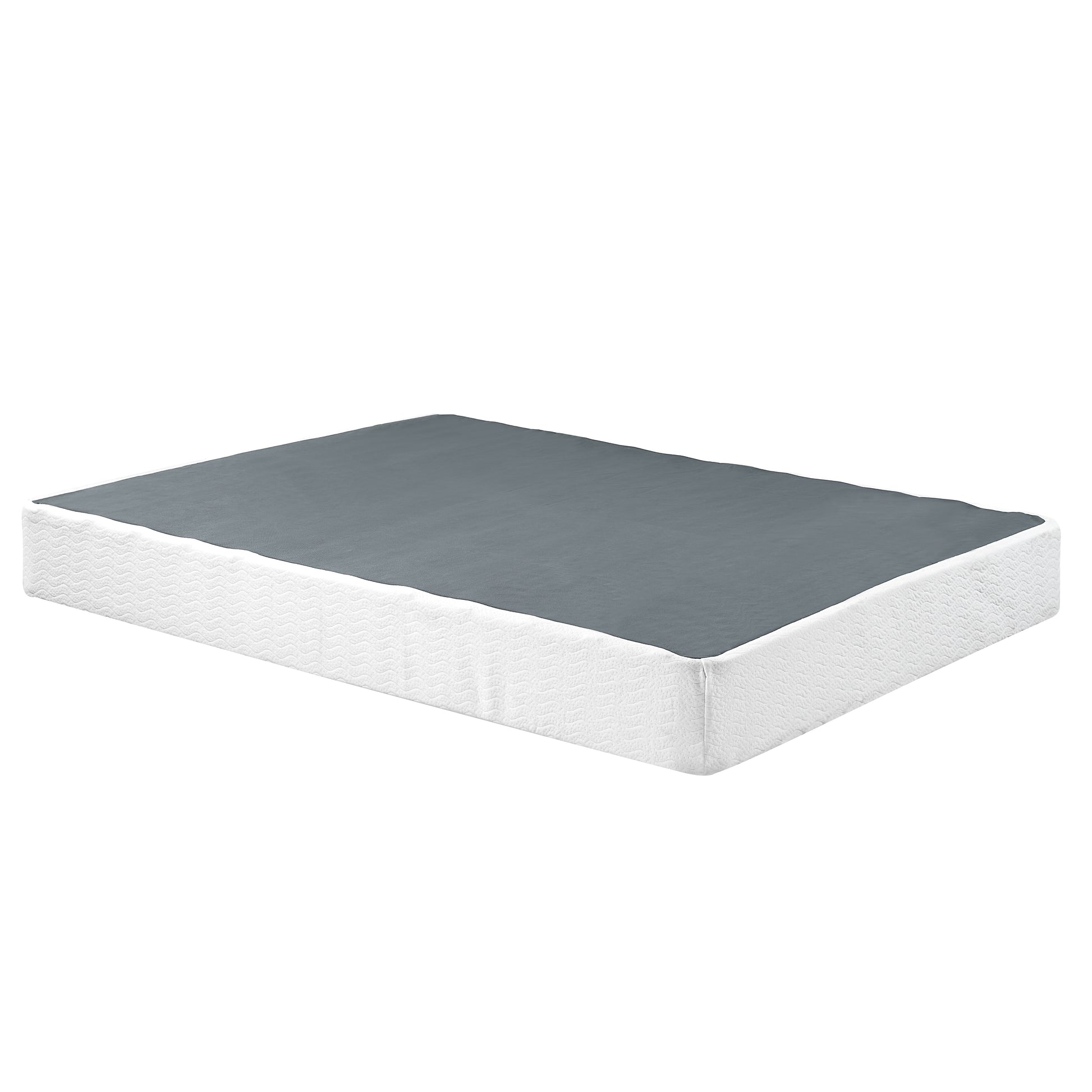 Eastern King Mattress Foundation 1Pc Black Metal Frame With Textured Fabric Cover King Black Bedroom Metal