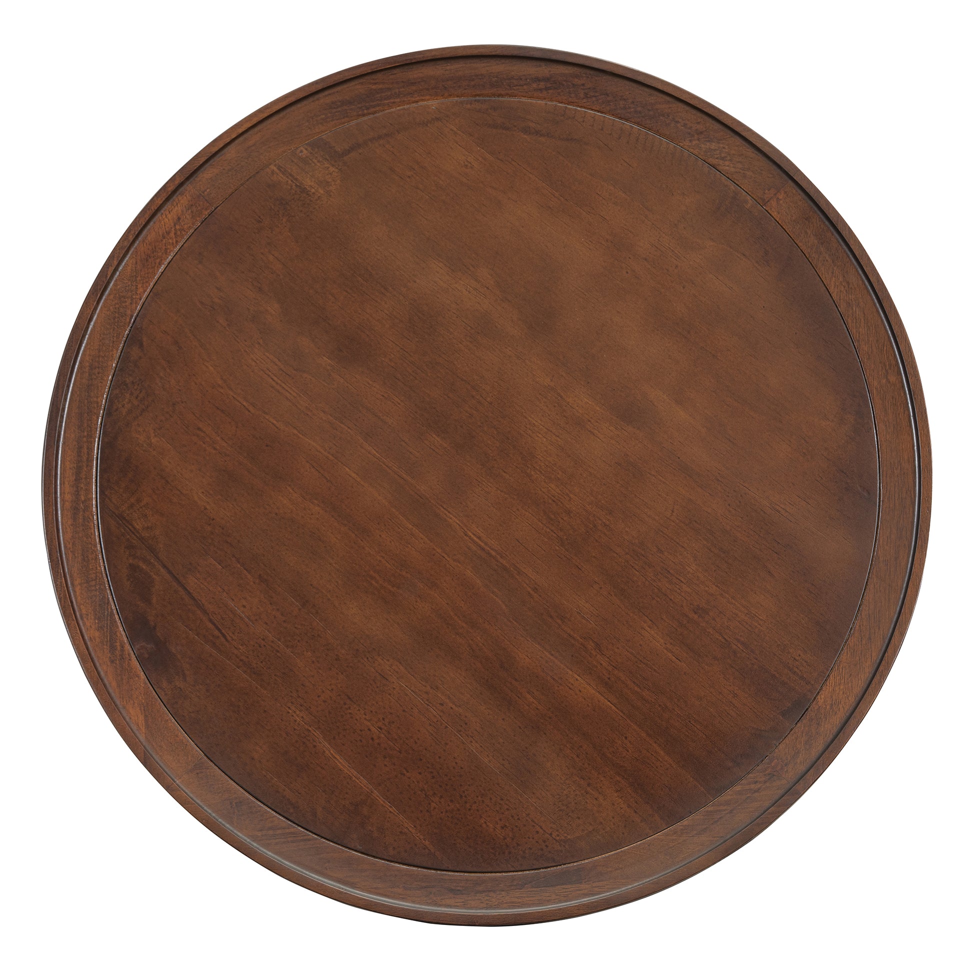 2 Tiered Round Walnut Wood Coffee Table With Storage Rattan Base In 31.3'' Walnut Rubber Wood