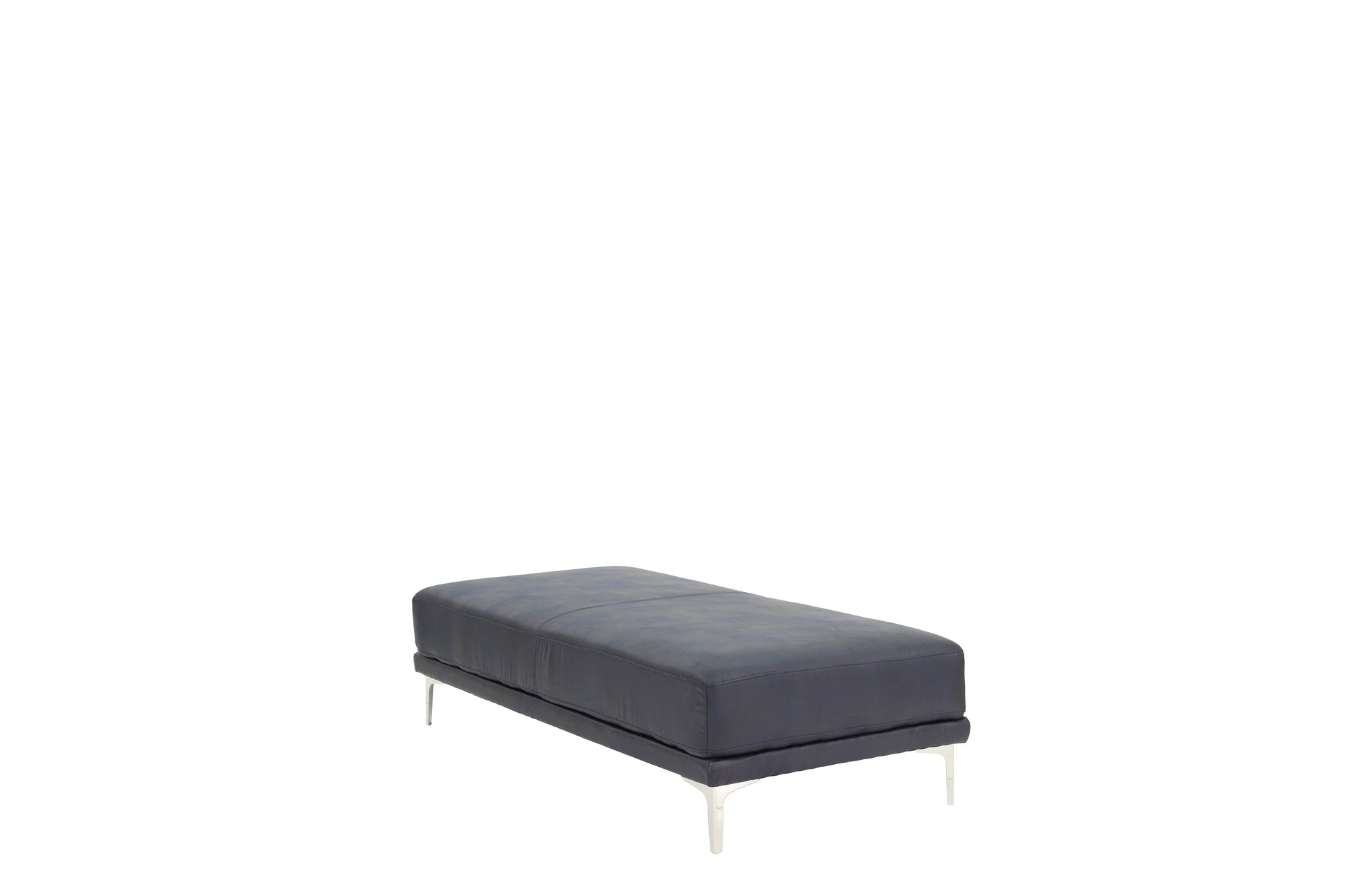 Modern Ink Blue Large Ottoman Metal Legs 1Pc Cocktail Ottoman Living Room Blue Faux Leather Primary Living Space Blue Contemporary,Modern Rectangle Bonded Leather